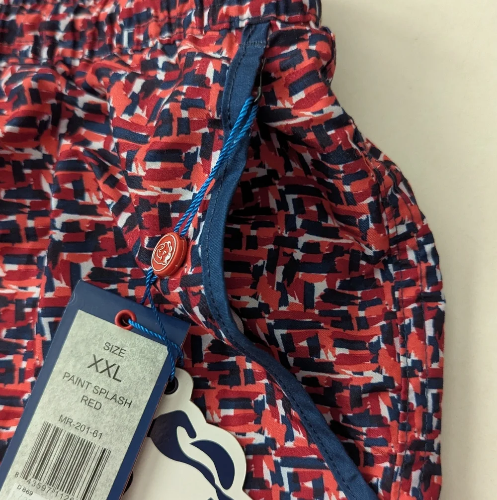 Mr.Swim Geo Chevron Red/Orange Mesh Swim Trunk Shorts Size XXL NWT